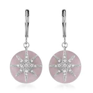 Galilea Rose Quartz and Austrian Crystal Star Earrings in Stainless Steel 2.00 ctw