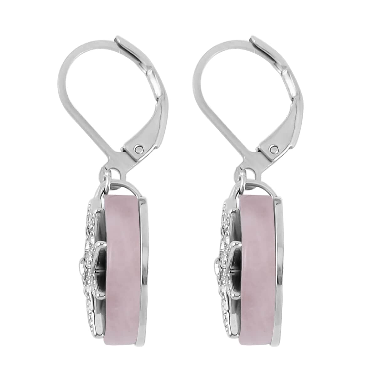 Galilea Rose Quartz and Austrian Crystal Star Earrings in Stainless Steel 2.00 ctw image number 3