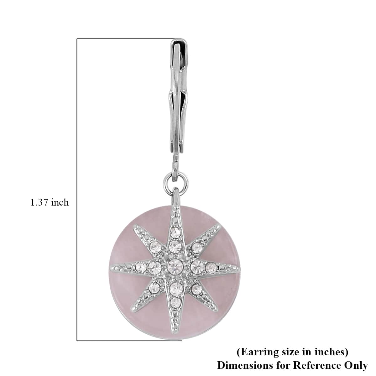 Galilea Rose Quartz and Austrian Crystal Star Earrings in Stainless Steel 2.00 ctw image number 5
