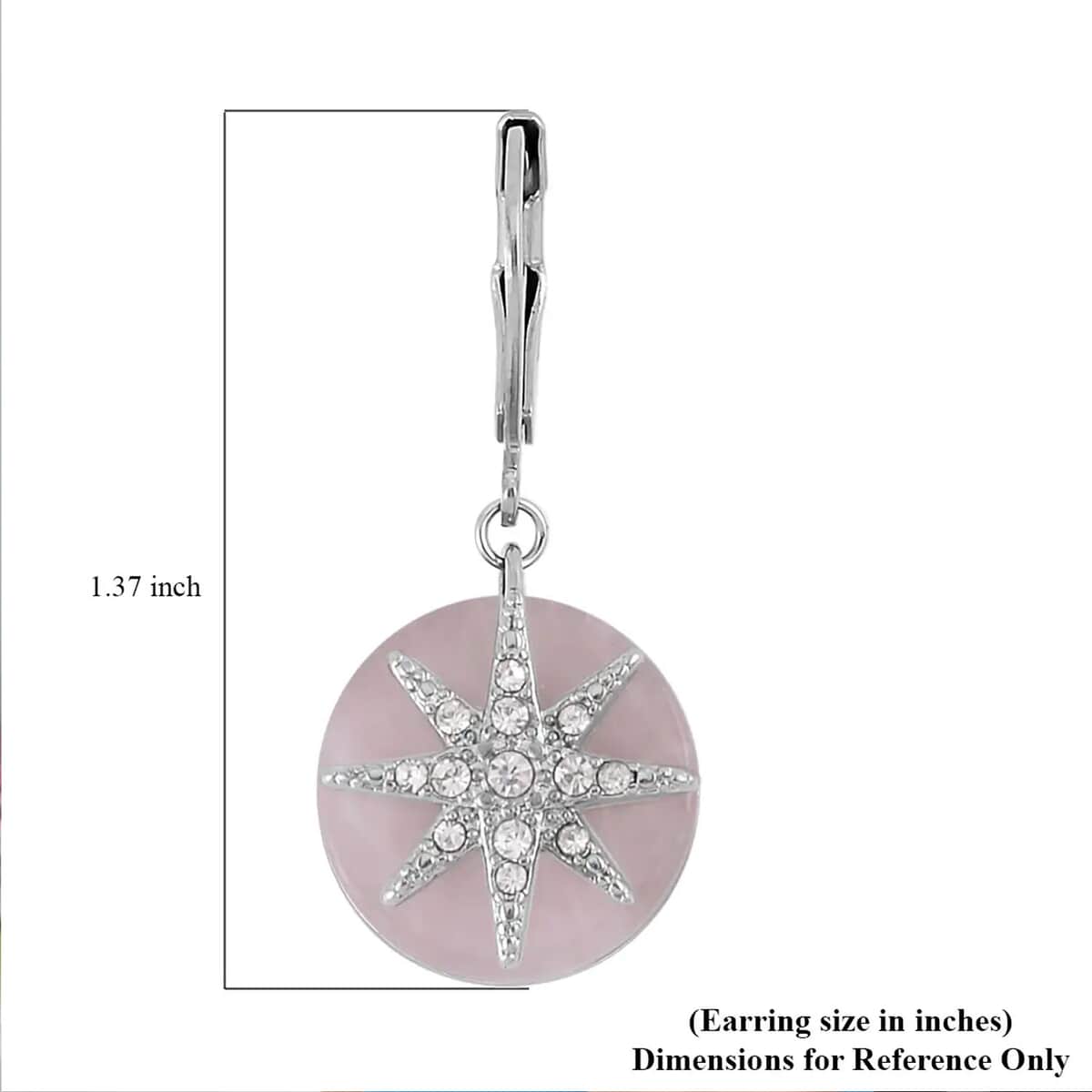 Galilea Rose Quartz 2.00 ctw and Austrian Crystal Star Earrings in Stainless Steel image number 6