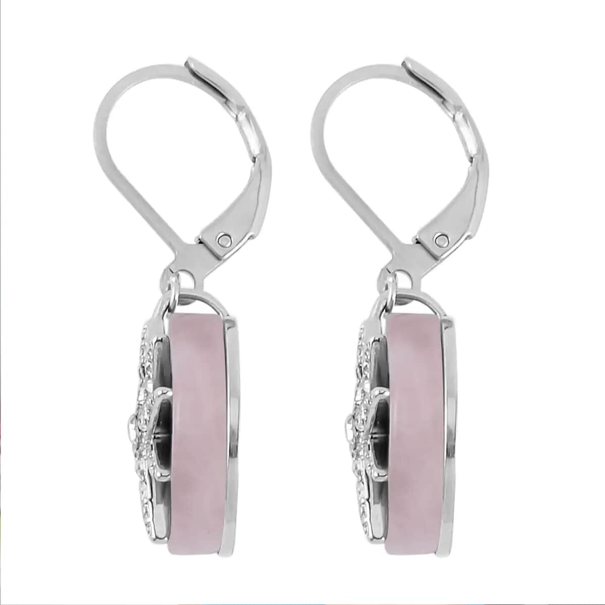 Galilea Rose Quartz 2.00 ctw and Austrian Crystal Star Earrings in Stainless Steel image number 8