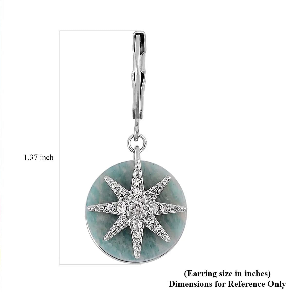 Amazonite 2.00 ctw and Austrian Crystal Star Earrings in Stainless Steel image number 6