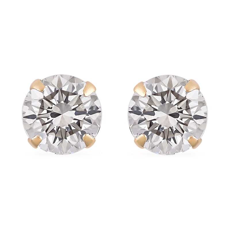 14K Yellow Gold Crystal(4mm) Solitaire Stud Earrings