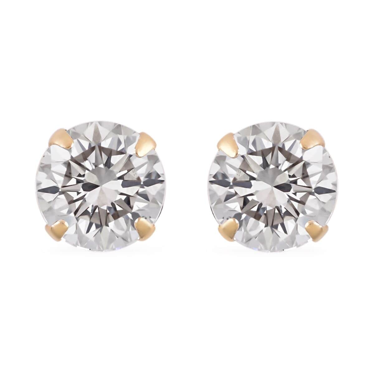 14K Yellow Gold Crystal(4mm) Solitaire Stud Earrings image number 0