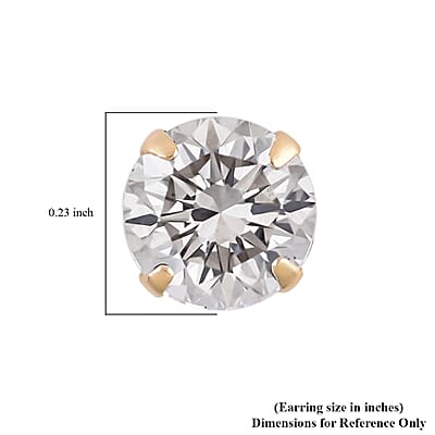 14K Yellow Gold Crystal(4mm) Solitaire Stud Earrings