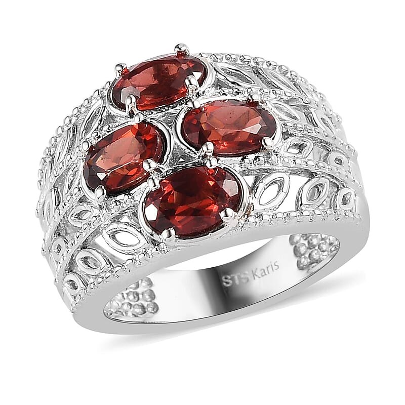 Karis Mozambique Garnet Ring in Platinum Bond (Size 10.0) 1.90 ctw