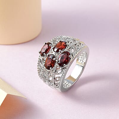 Karis Mozambique Garnet Ring in Platinum Bond (Size 10.0) 1.90 ctw