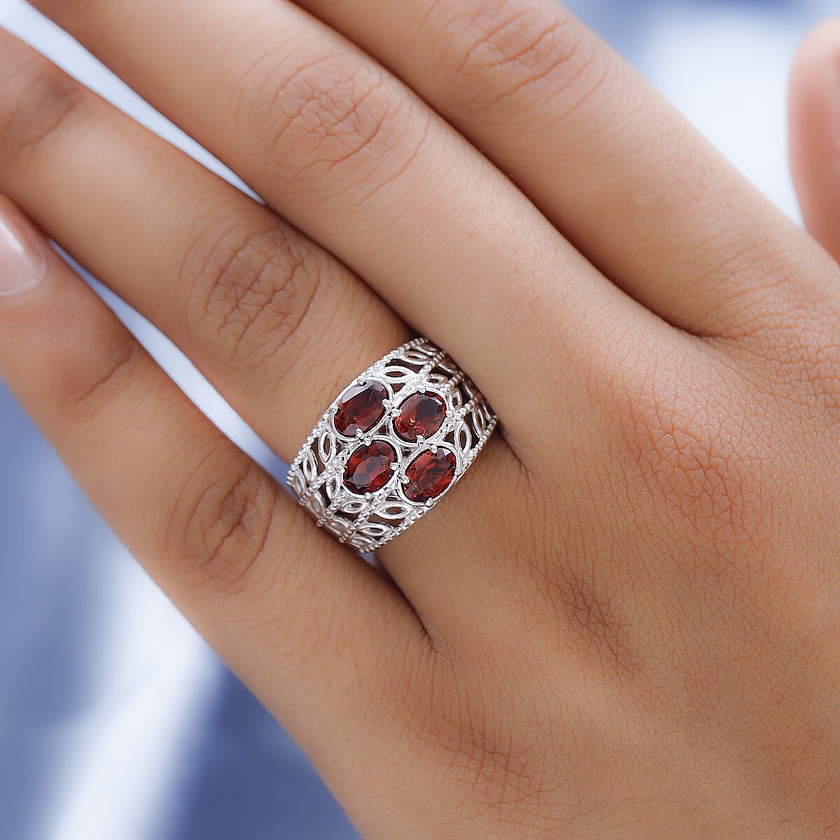 KARIS Mozambique Garnet Ring in Platinum Bond (Size 10.0) 1.90 ctw image number 2