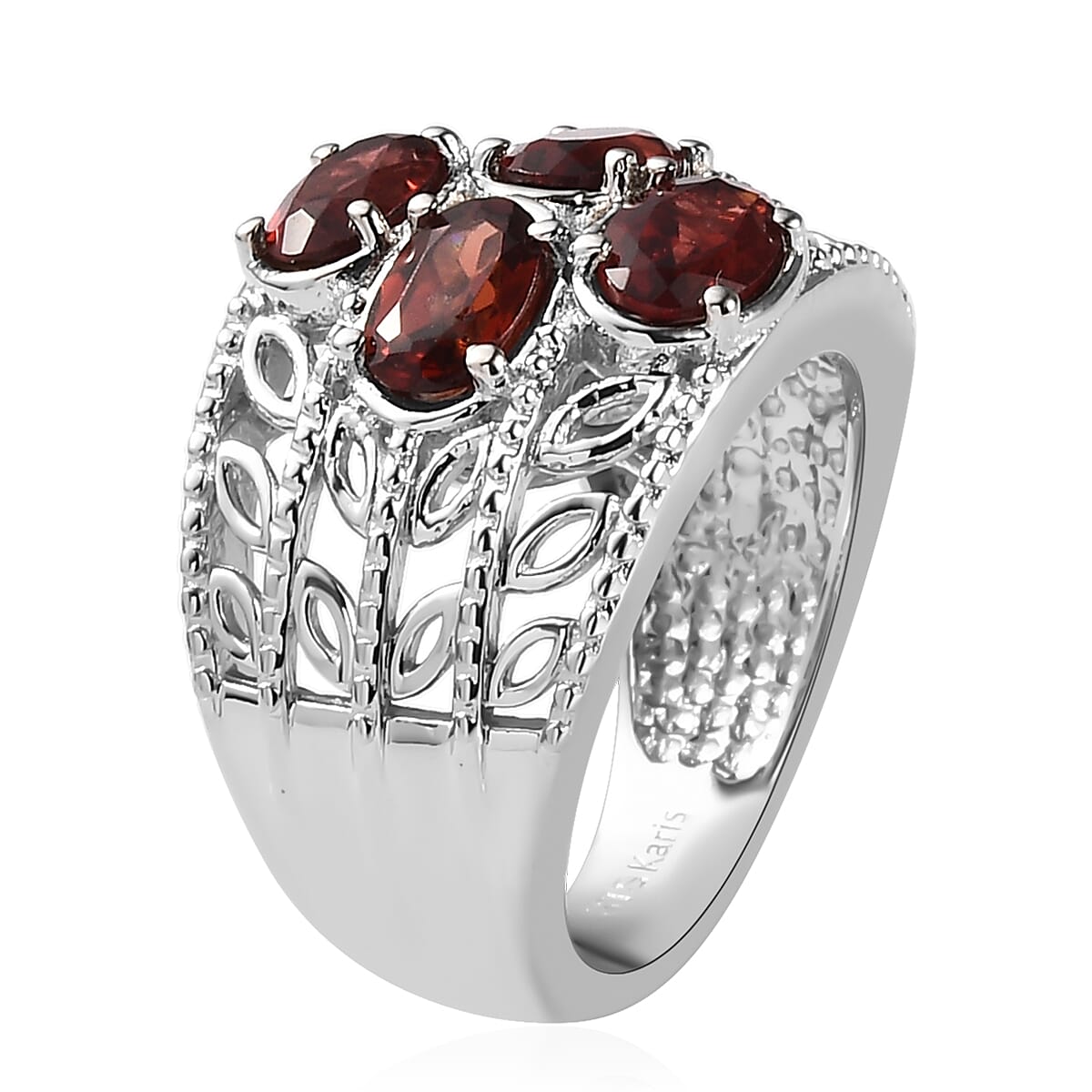 KARIS Mozambique Garnet Ring in Platinum Bond (Size 10.0) 1.90 ctw image number 3