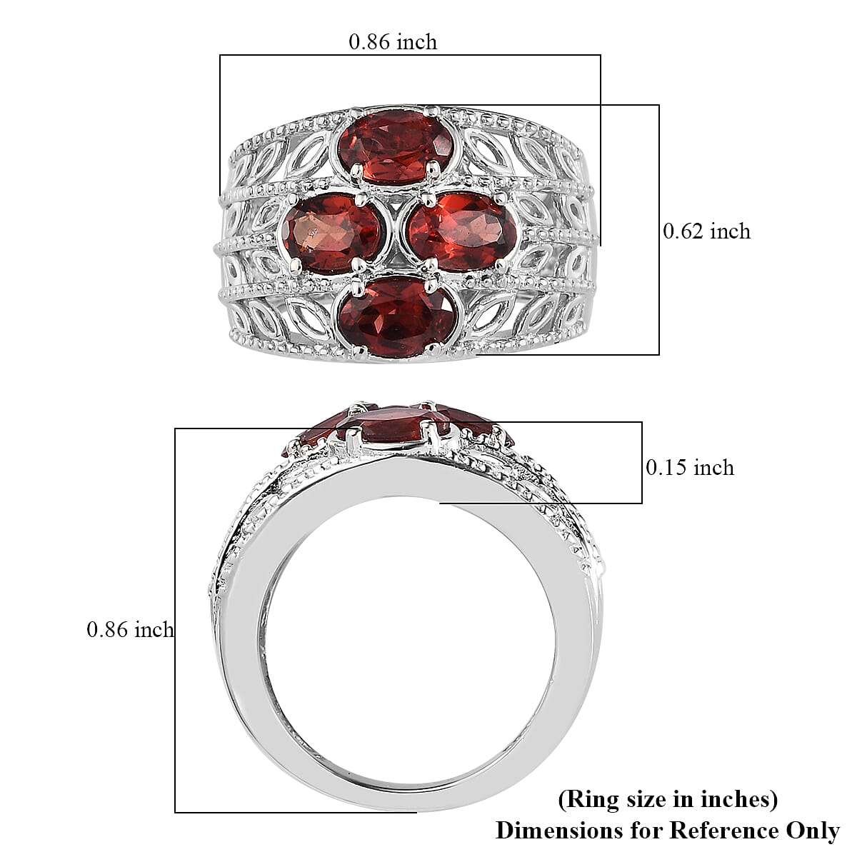 KARIS Mozambique Garnet Ring in Platinum Bond (Size 10.0) 1.90 ctw image number 5
