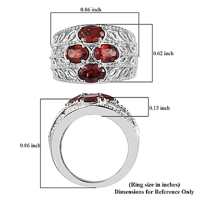 Karis Mozambique Garnet Ring in Platinum Bond (Size 10.0) 1.90 ctw