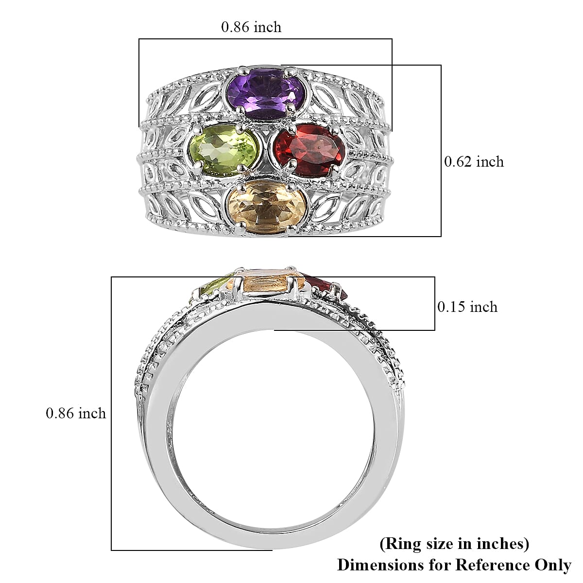 Karis Multi Gemstone Ring in Platinum Bond (Size 7.0) 1.80 ctw image number 5