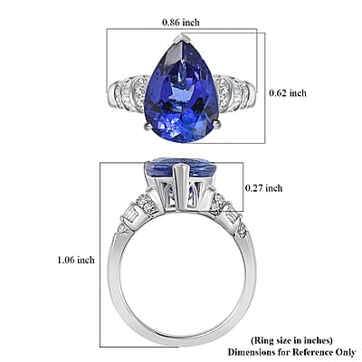 Rhapsody 950 Platinum AAAA Tanzanite and E-F VS2 Diamond 6.10 ctw Ring (Size 10.0) 7.35 Grams