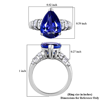 Rhapsody 950 Platinum AAAA Tanzanite and E-F VS2 Diamond 6.10 ctw Ring (Size 10.0) 7.35 Grams
