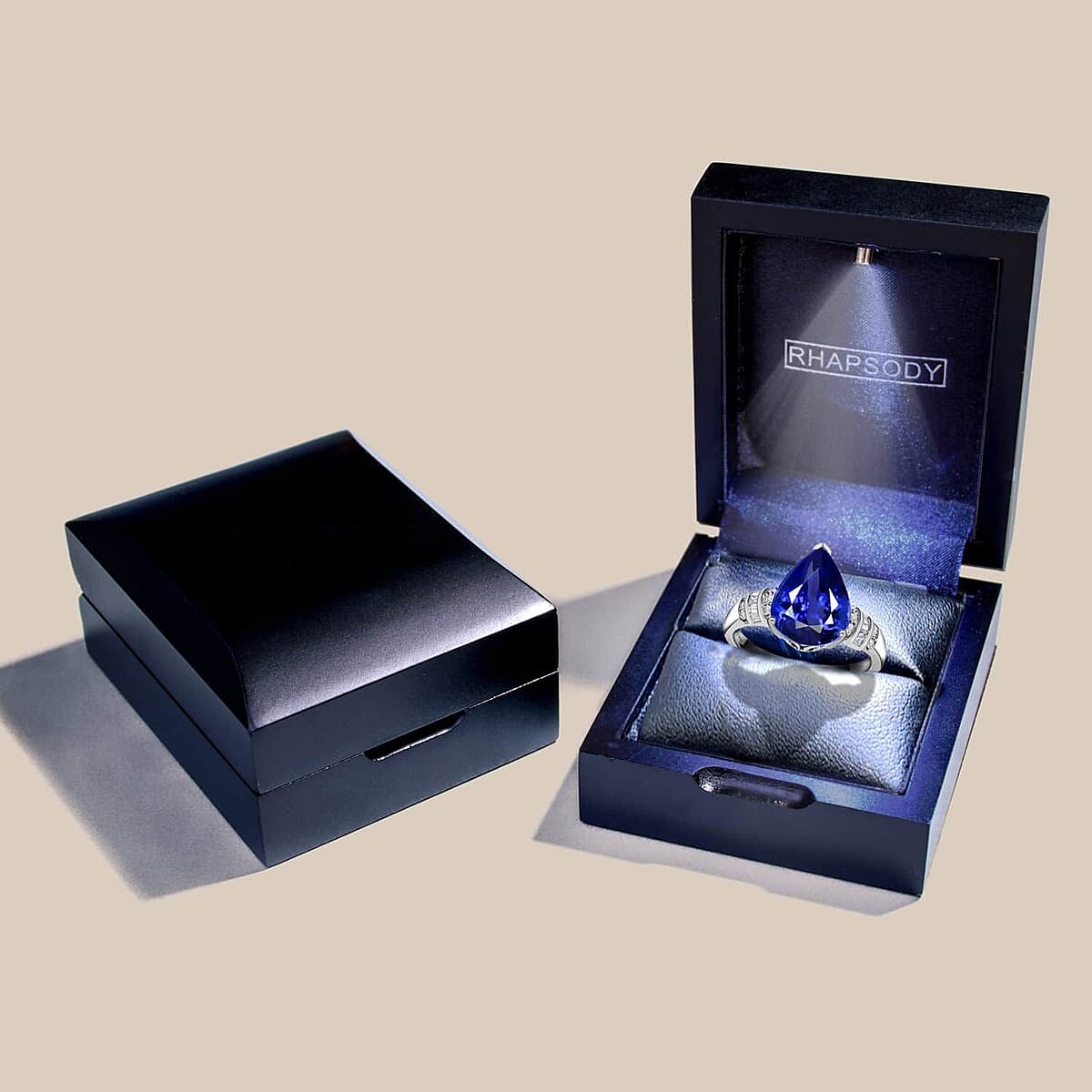 Rhapsody 950 Platinum AAAA Tanzanite and E-F VS2 Diamond 6.10 ctw Ring (Size 10.0) 7.35 Grams image number 7