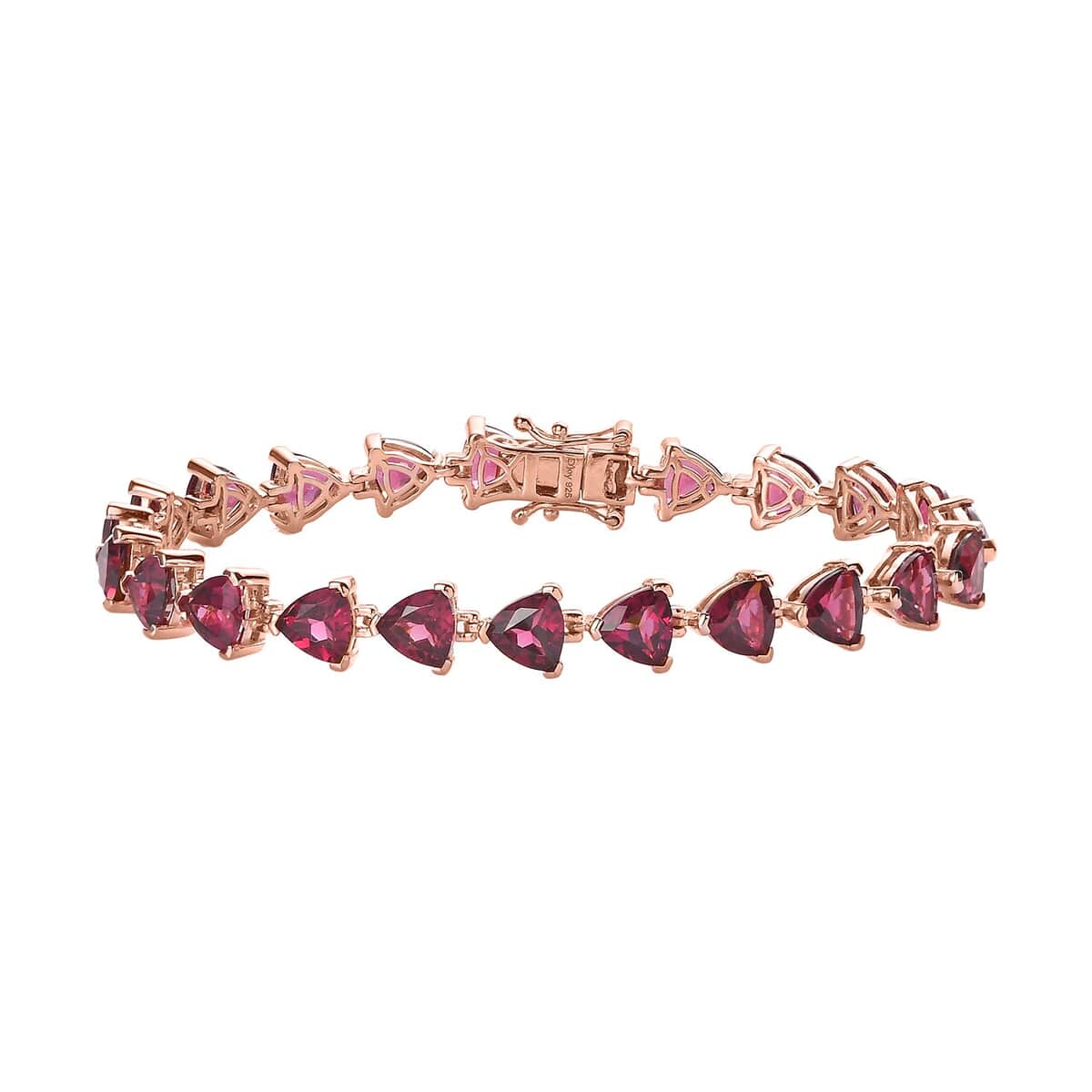 Premium Natural Tanzanian Wine Garnet Bracelet in Vermeil Rose Gold Over Sterling Silver (7.25 In) 10.65 Grams 20.65 ctw image number 0