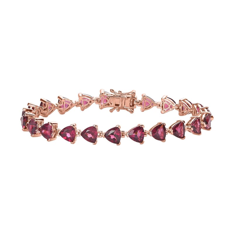 Premium Tanzanian Wine Garnet Bracelet in Vermeil Rose Gold Over Sterling Silver (7.25 In) 20.65 ctw