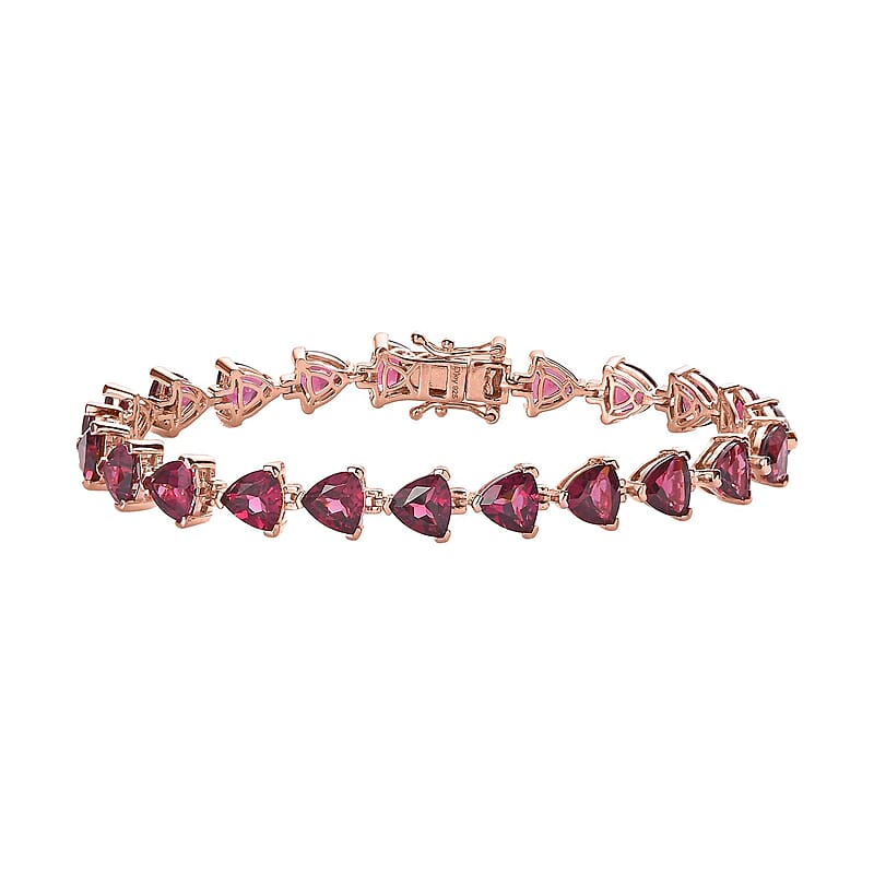 Premium Tanzanian Wine Garnet Bracelet in Vermeil Rose Gold Over Sterling Silver (7.25 In) 20.65 ctw