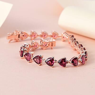 Premium Tanzanian Wine Garnet Bracelet in Vermeil Rose Gold Over Sterling Silver (7.25 In) 20.65 ctw