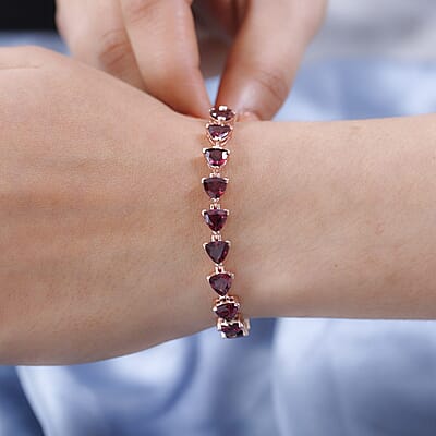 Premium Tanzanian Wine Garnet Bracelet in Vermeil Rose Gold Over Sterling Silver (7.25 In) 20.65 ctw