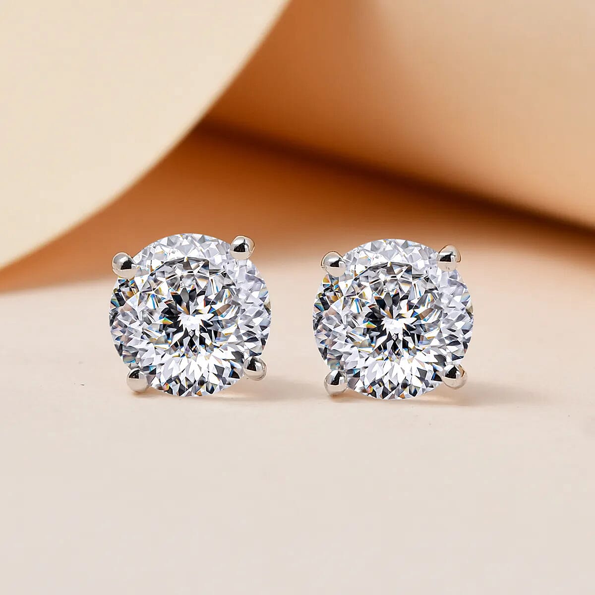 Luxoro 10K White Gold 120 Facet Moissanite Solitaire Stud Earrings 1.50 ctw image number 1