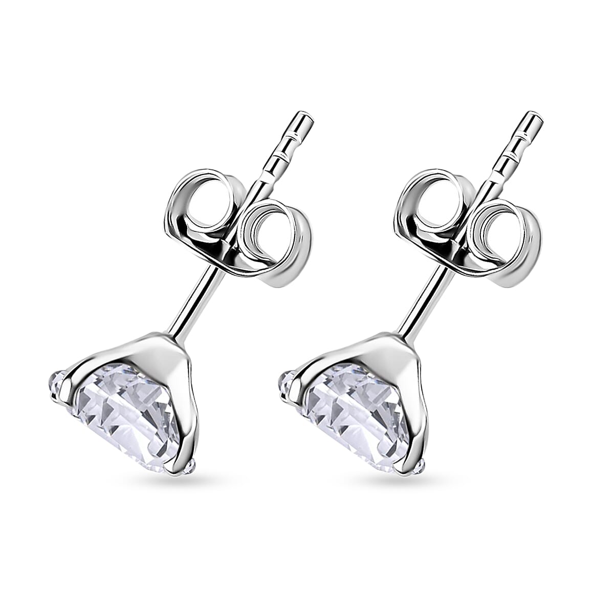 Luxoro 10K White Gold 120 Facet Moissanite Solitaire Stud Earrings 1.50 ctw image number 3