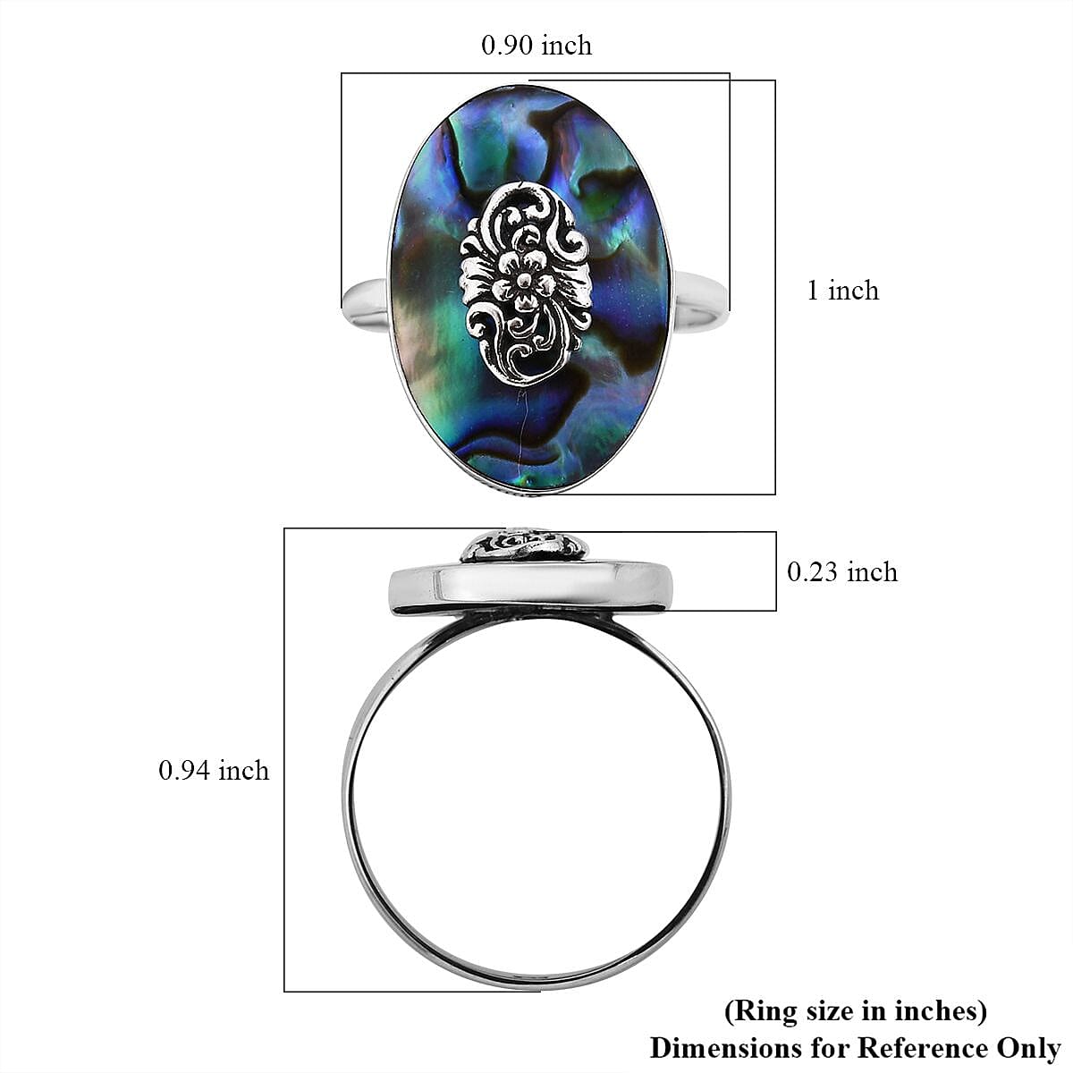 Abalone Shell Ring in Sterling Silver (Size 10.0)