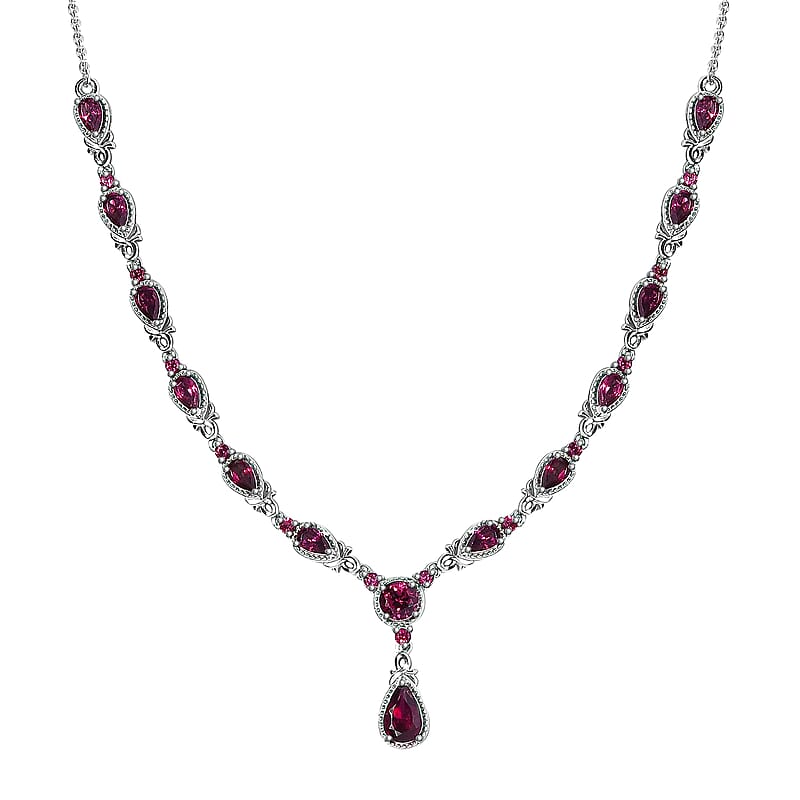Premium Tanzanian Wine Garnet Necklace 18 Inches in Platinum Over Sterling Silver 5.40 ctw