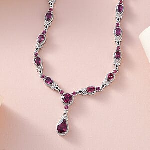 Premium Tanzanian Wine Garnet Necklace 18 Inches in Platinum Over Sterling Silver 5.40 ctw