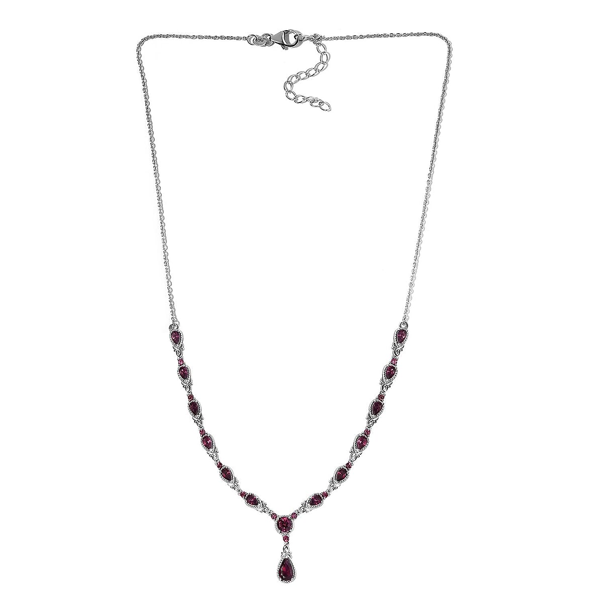 Premium Tanzanian Wine Garnet Necklace 18 Inches in Platinum Over Sterling Silver 5.40 ctw image number 3