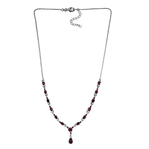 Premium Tanzanian Wine Garnet Necklace 18 Inches in Platinum Over Sterling Silver 5.40 ctw