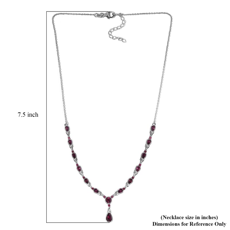 Premium Tanzanian Wine Garnet Necklace 18 Inches in Platinum Over Sterling Silver 5.40 ctw