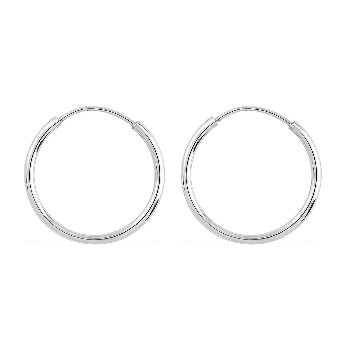 14K White Gold&nbsp;14mm Endless Hoop Earrings image number 2