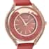 Strada Japanese Movement Red and White Austrian Crystal, Heart Stardust Watch with Red Vegan Leather Strap (40mm) image number 3