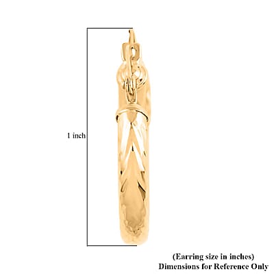 14K Yellow Gold 20X3mm Twisted Diamond-Cut Hoop Earrings