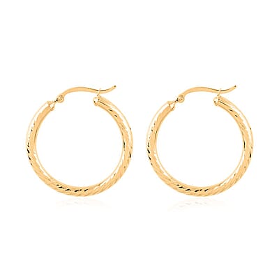 14K Yellow Gold Twisted Diamond-Cut Hoop Earrings 2.10 Grams