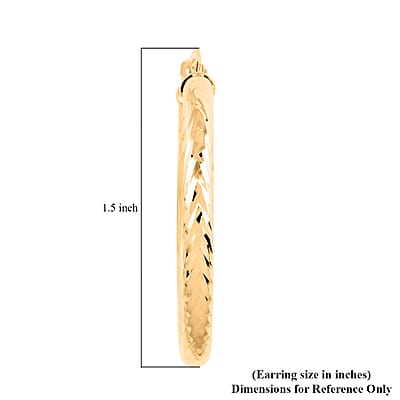 14K Yellow Gold Twisted Diamond-Cut Hoop Earrings 2.10 Grams
