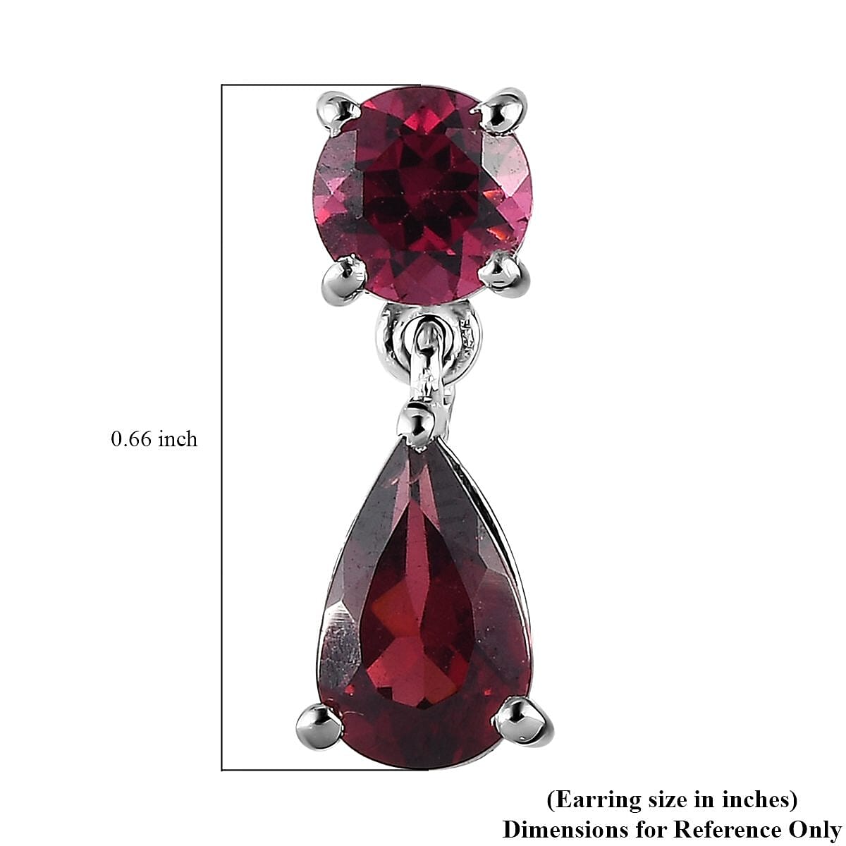 Tanzanian Wine Garnet Dangling Earrings in Platinum Over Sterling Silver 3.00 ctw image number 4
