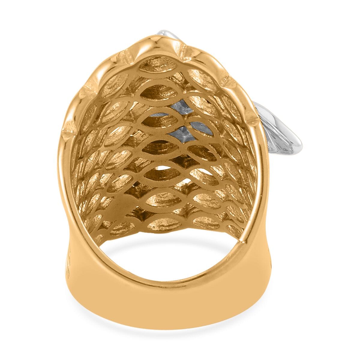 Austrian Crystal Butterfly Ring in ION Plated YG and Stainless Steel (Size 7.0) image number 4