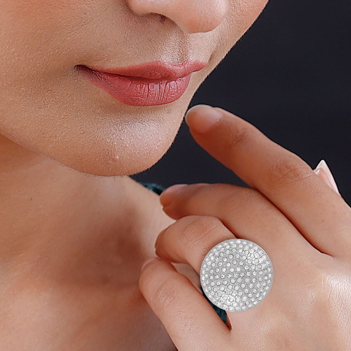 Austrian Crystal Ring in Stainless Steel image number 2