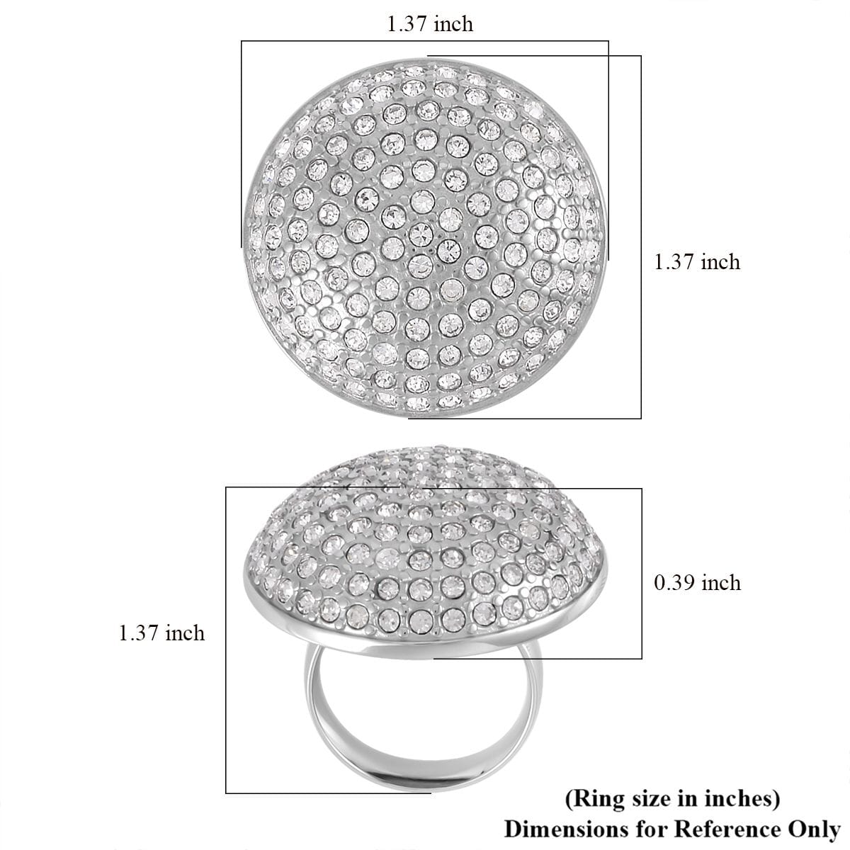 Austrian Crystal Ring in Stainless Steel image number 5