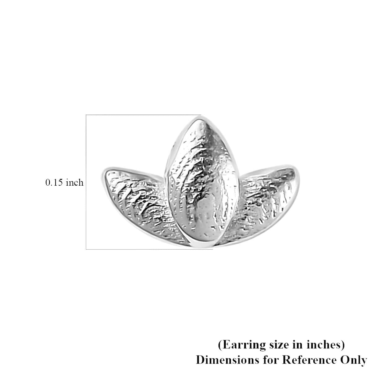 Platinum Over Sterling Silver Lotus Flower Stud Earrings 0.80 Grams image number 4