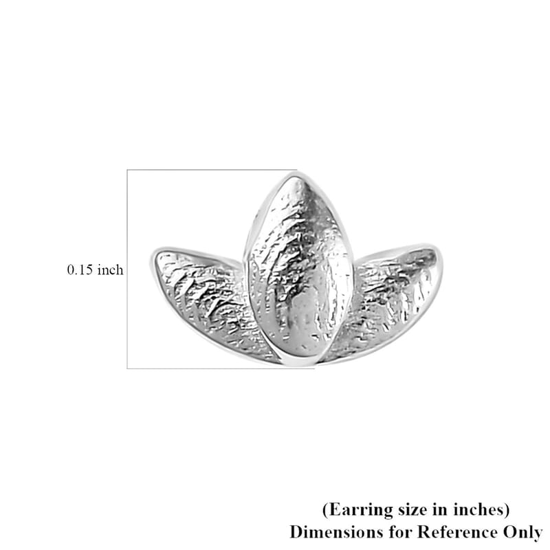 Platinum Over Sterling Silver Lotus Flower Stud Earrings 0.80 Grams