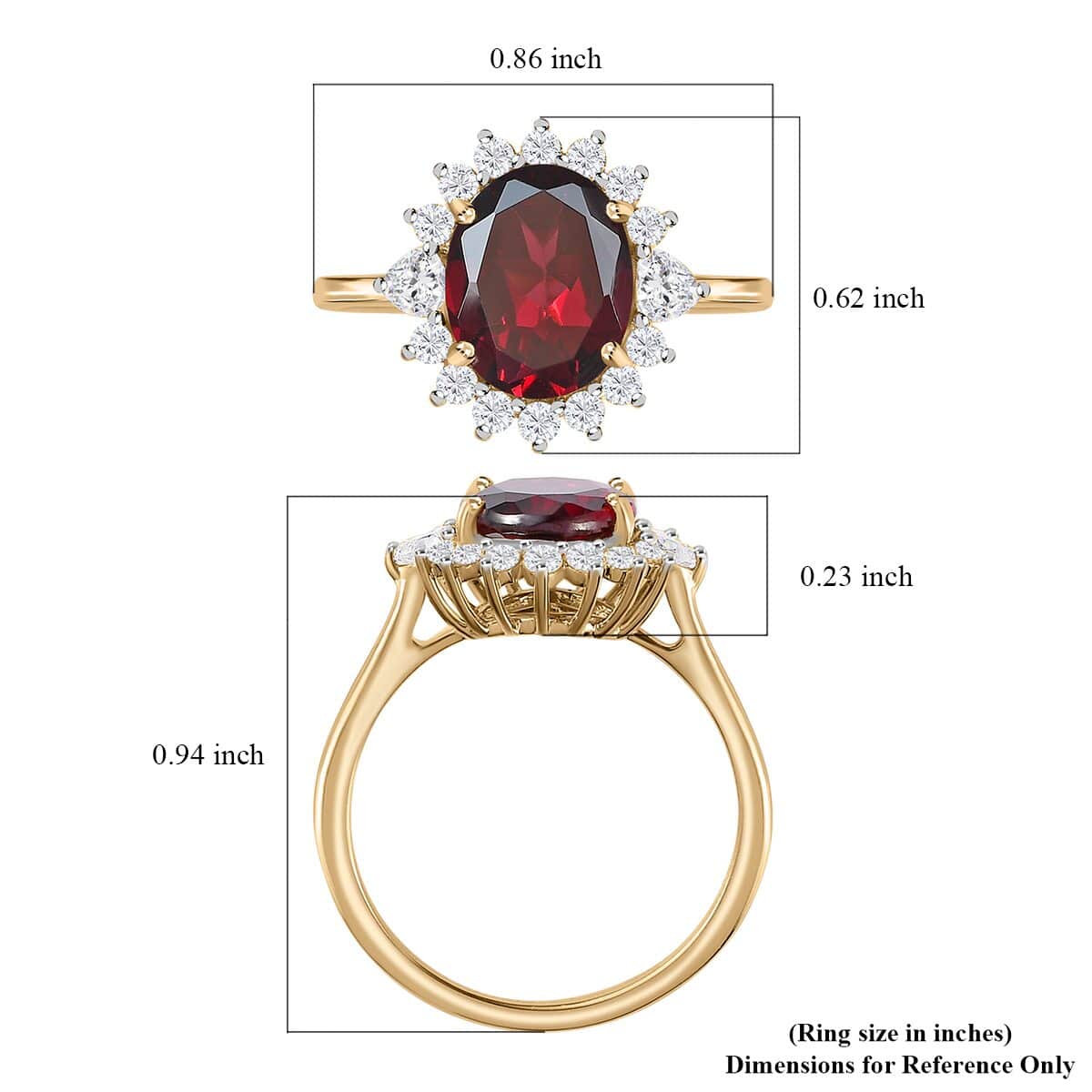 Luxoro 10K Rose Gold Premium Tanzanian Wine Garnet and Moissanite Ring (Size 10.0) 3.50 ctw image number 5