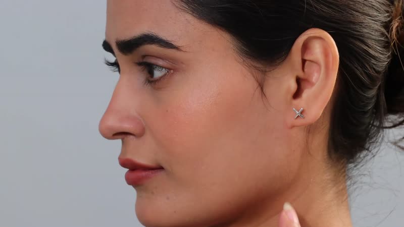 D'Joy Platinum Over Sterling Silver Stud Earrings