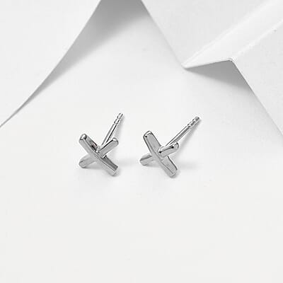 D'Joy Platinum Over Sterling Silver Stud Earrings