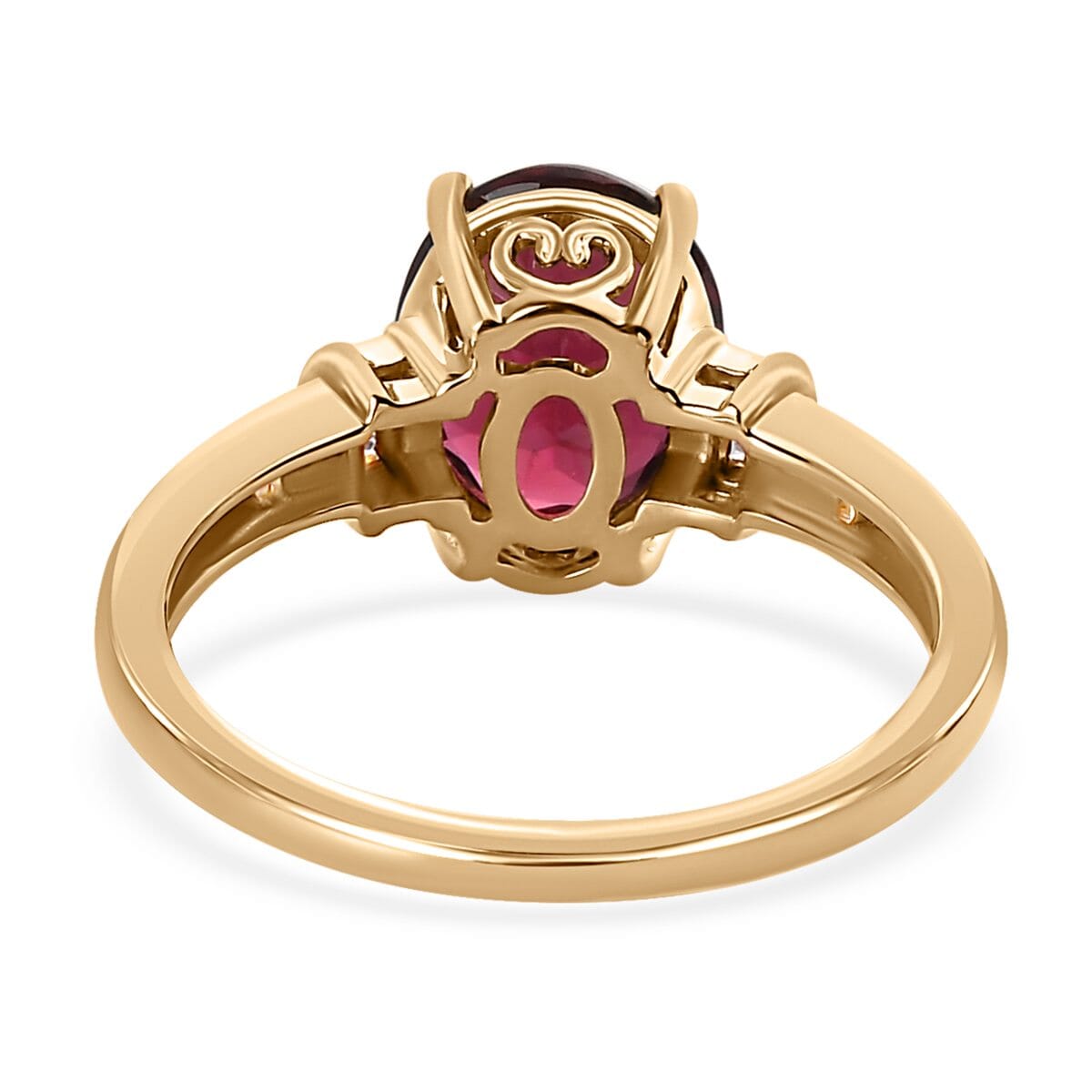 LUXORO 10K Yellow Gold Premium Natural Tanzanian Wine Garnet, Diamond Ring (Size 10.0) (2.50 g) 3.00 ctw image number 4