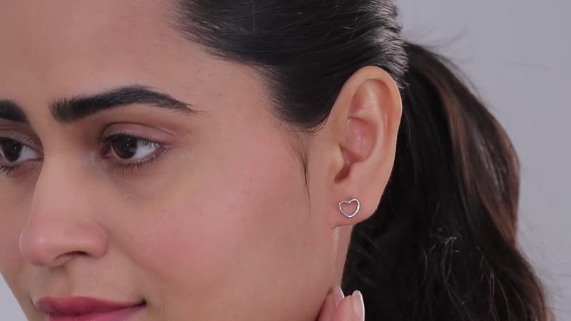 Platinum Over Sterling Silver Heart Earrings (1 g)