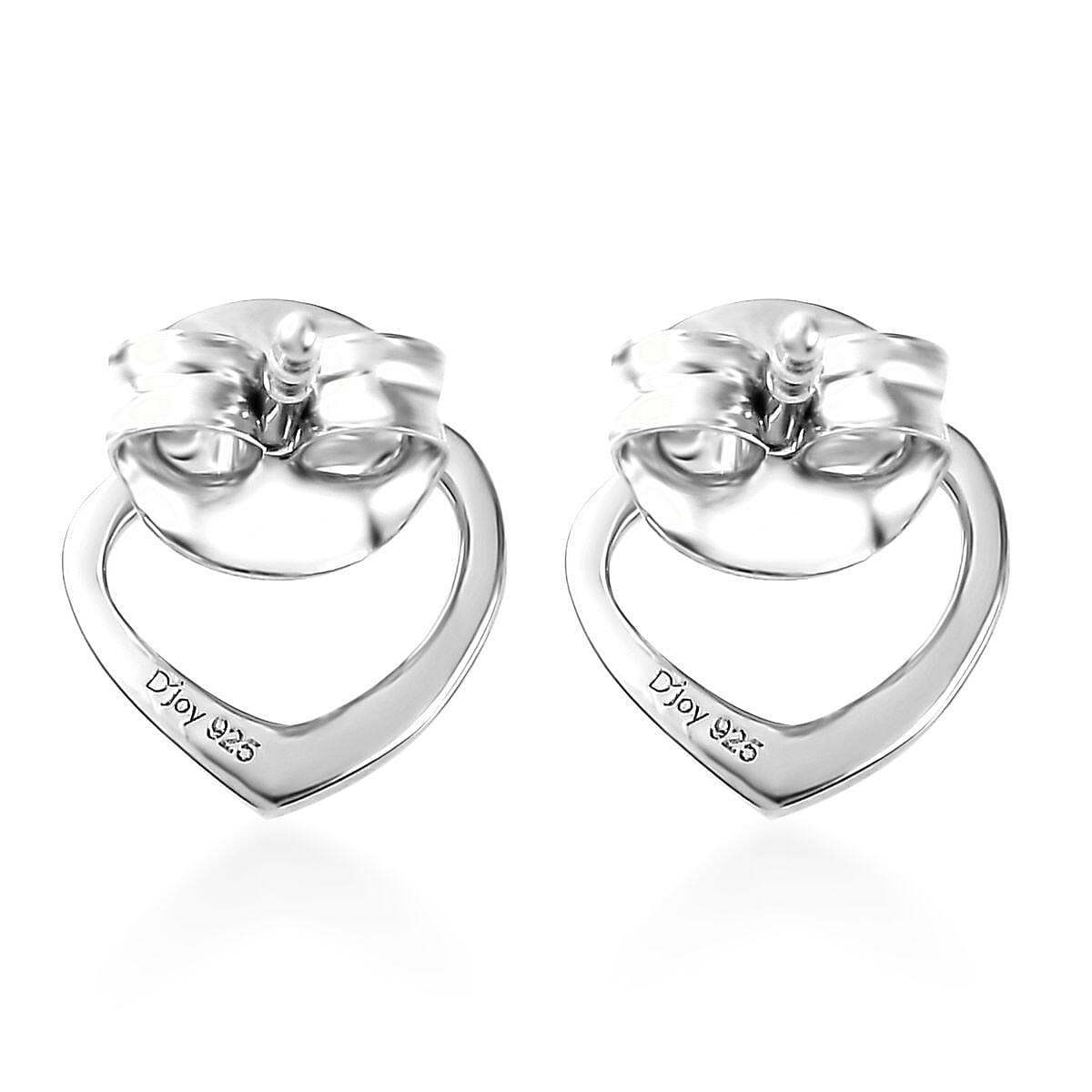 Platinum Over Sterling Silver Heart Earrings 1.0 Grams