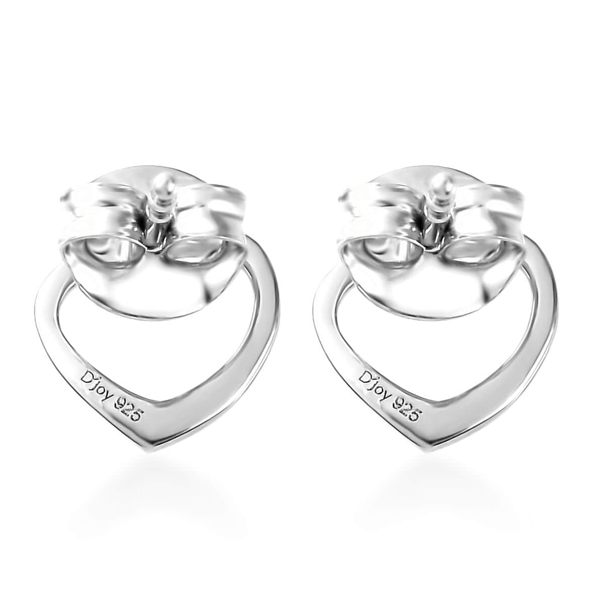 Platinum Over Sterling Silver Heart Earrings (1 g) image number 4